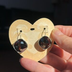 Brighton Venus Merlot Burgundy Earrings silver plate wires crystal substantial